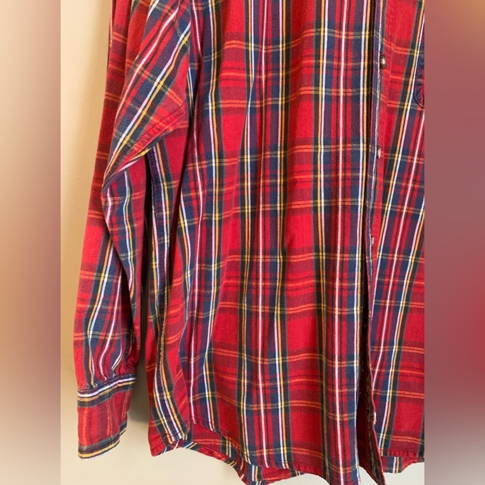 Vintage American Eagle Outfitters Shirt Mens L Plaid Denim Collar Button Up 90s - Picture 2 of 7